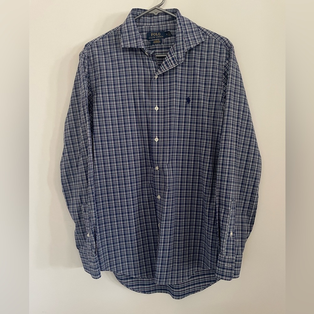 Polo Ralph Lauren Classic Fit Performance Shirt Blue Green Button Up Men's M